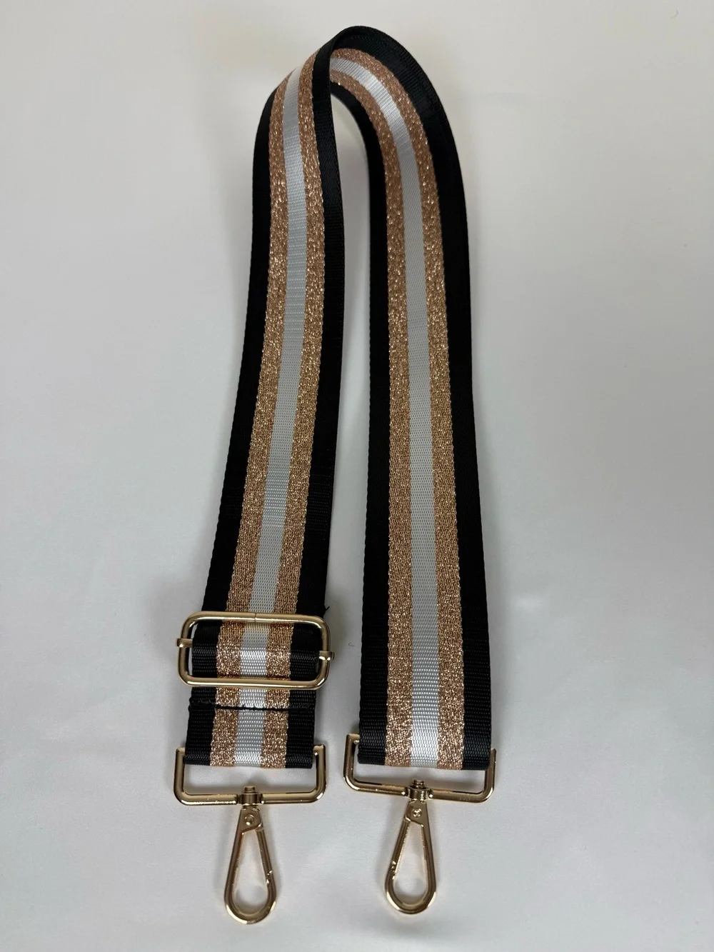 Adjustable Crossbody Bag Strap ~ 60” – Black Gold Thread Replacement Strap